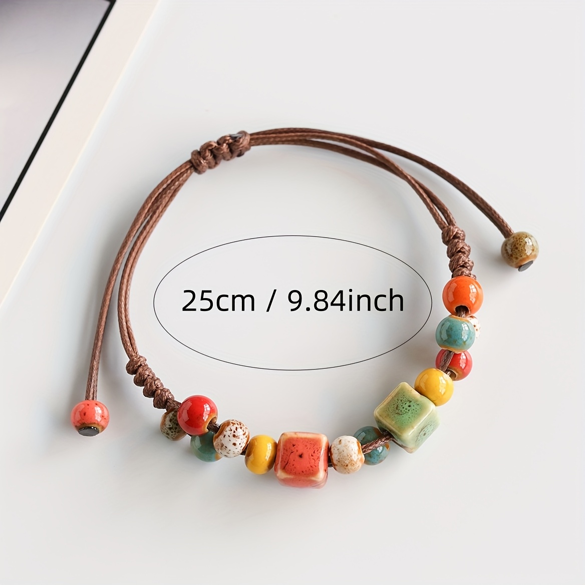 Bohemian Style Ceramic Women's Woven Bracelet, Adjustable
